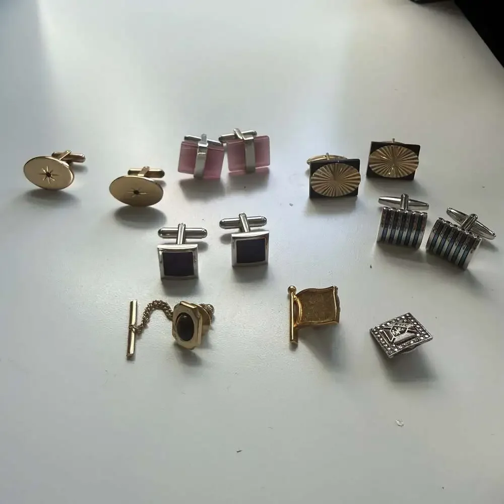 Vintage Assorted Men's Cufflinks and Tie Accessories Lot